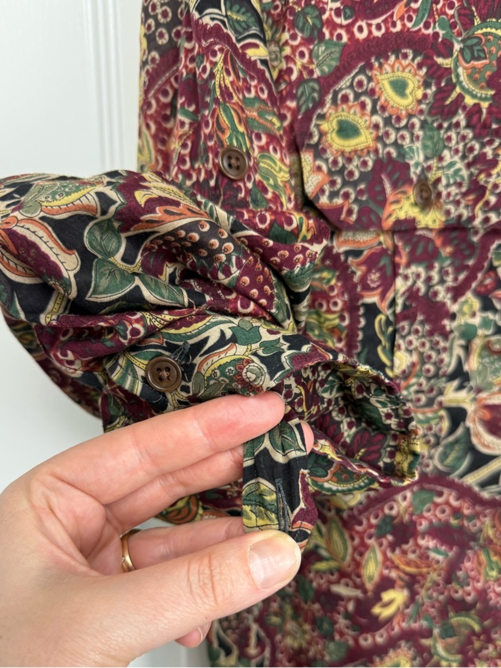 Vintage 90s Polo Ralph Lauren Floral Paisley Shirt Size Medium - Picture 7 of 8